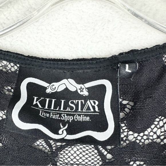 Killstar Saya Lace and Velvet Lace Up Bodysuit Black Size L Whimsigoth Punk Goth - Picture 8 of 16